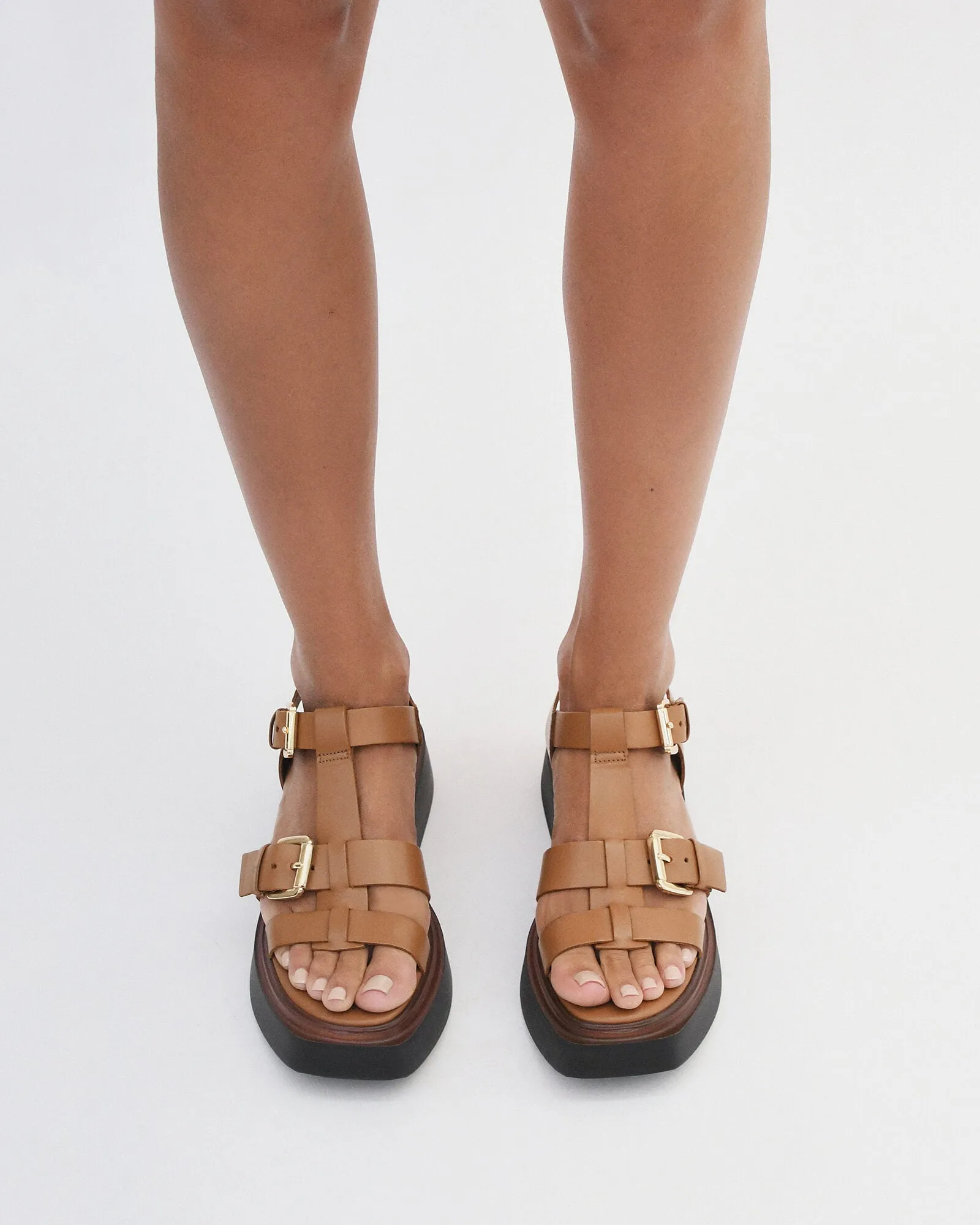 ANGELINA FLAT SANDALS TAN LEATHER