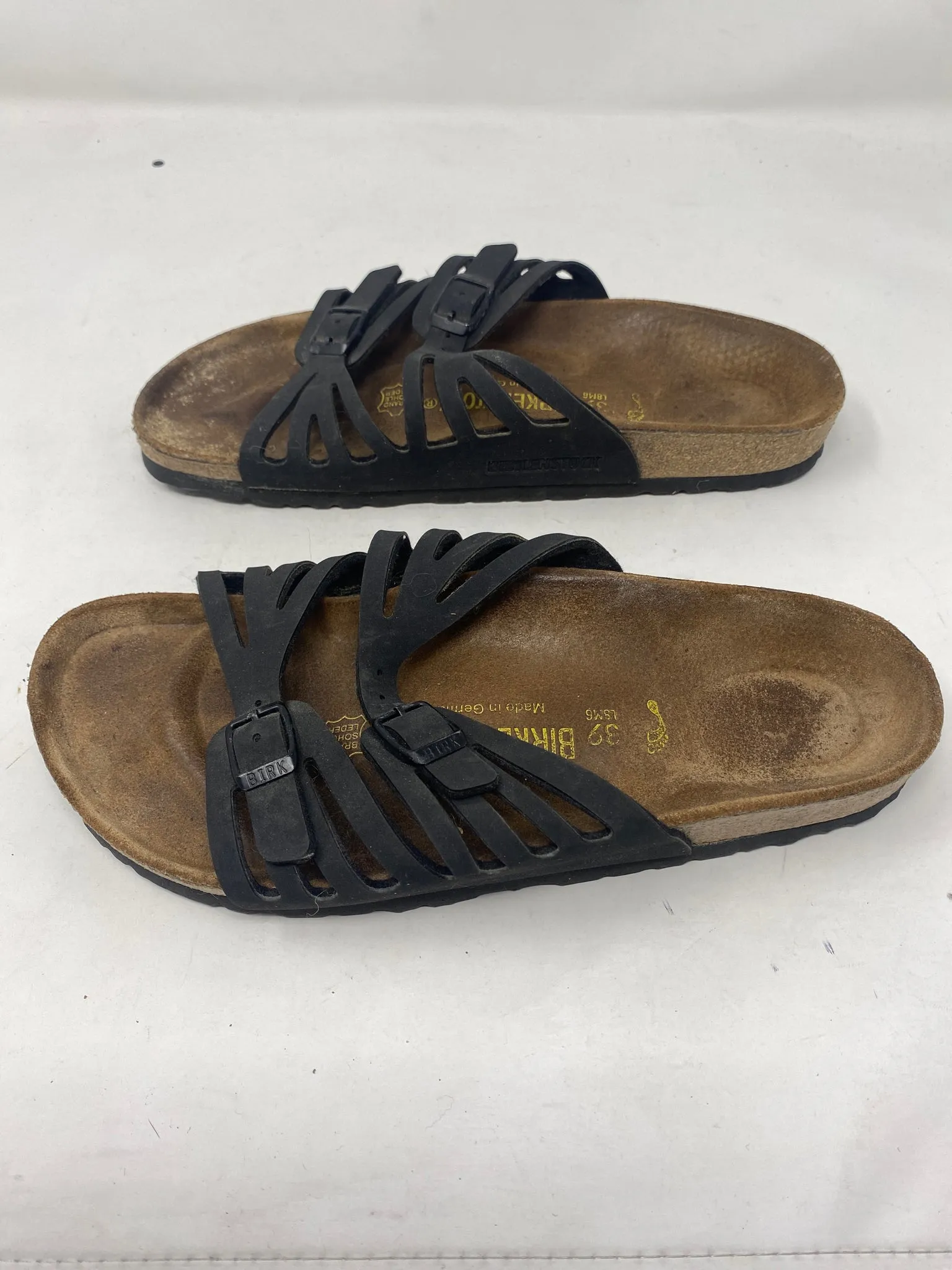 Birkenstock 39 Black Leather Sandals