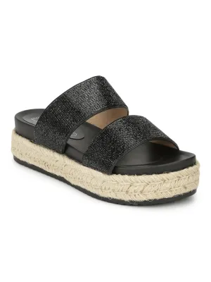 Black Diamond Wide Double Strap Slip-on Wedges