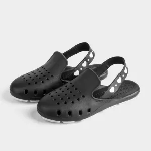 BLACK HEART MULE SLINGERS<br><span style="font-size: 8px; font-weight: normal;"> Black Water Shoes for Women and Girls | Black Slingback Flats | waterproof sandals for outdoors