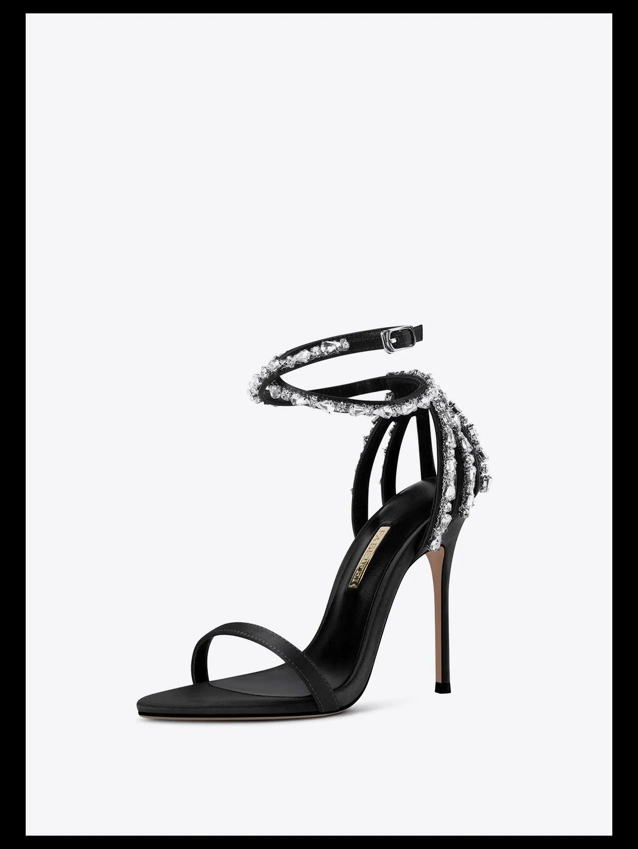 Black Open-toe stiletto sandals rhinestones high heel stiletto sandals - Sima