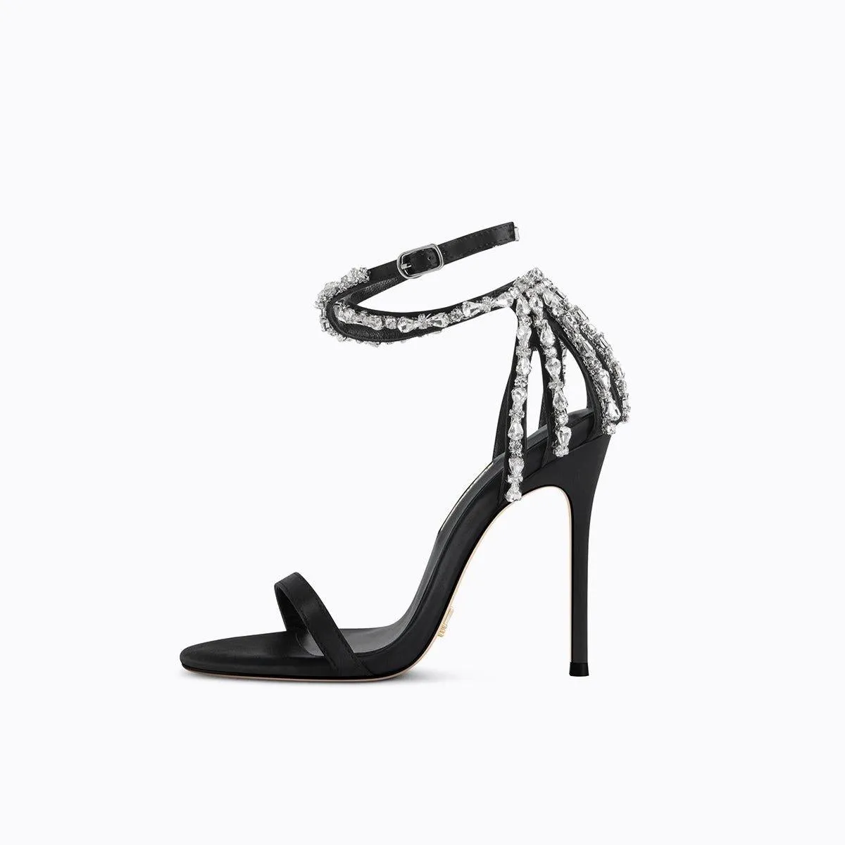 Black Open-toe stiletto sandals rhinestones high heel stiletto sandals - Sima