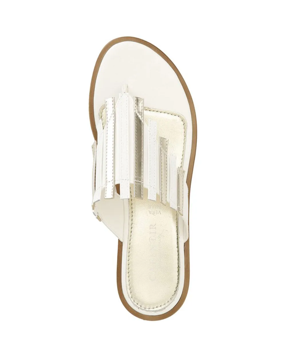 Cafe Noir GG9033 White & Gold Leather Jandal