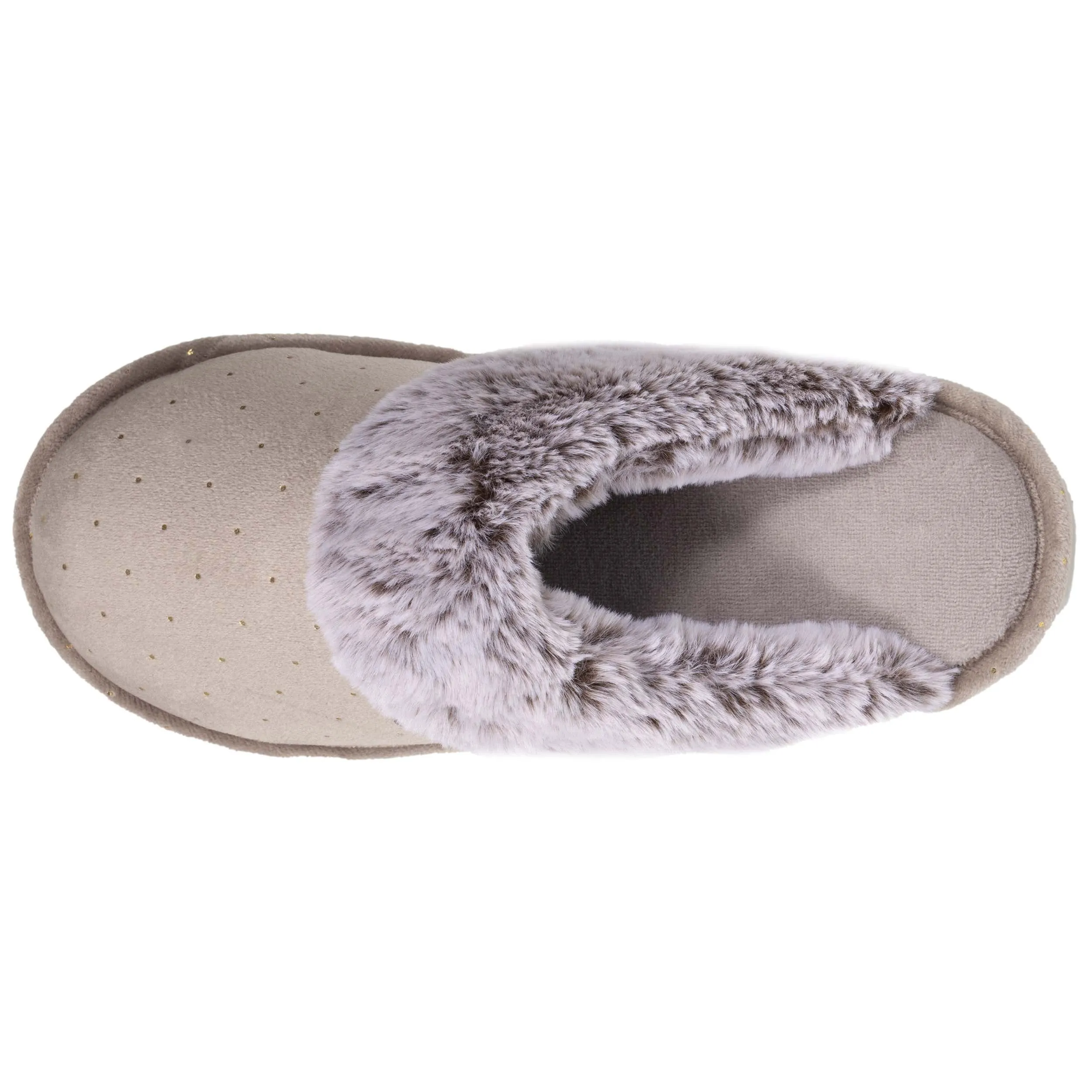 Chaussons mules Femme Pois Dorés Taupe