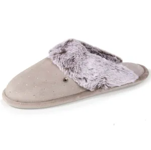 Chaussons mules Femme Pois Dorés Taupe