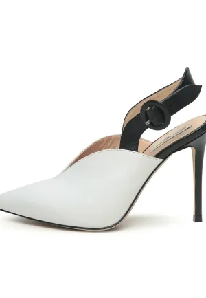 Contrast Slingback Stilettos Celestia - White