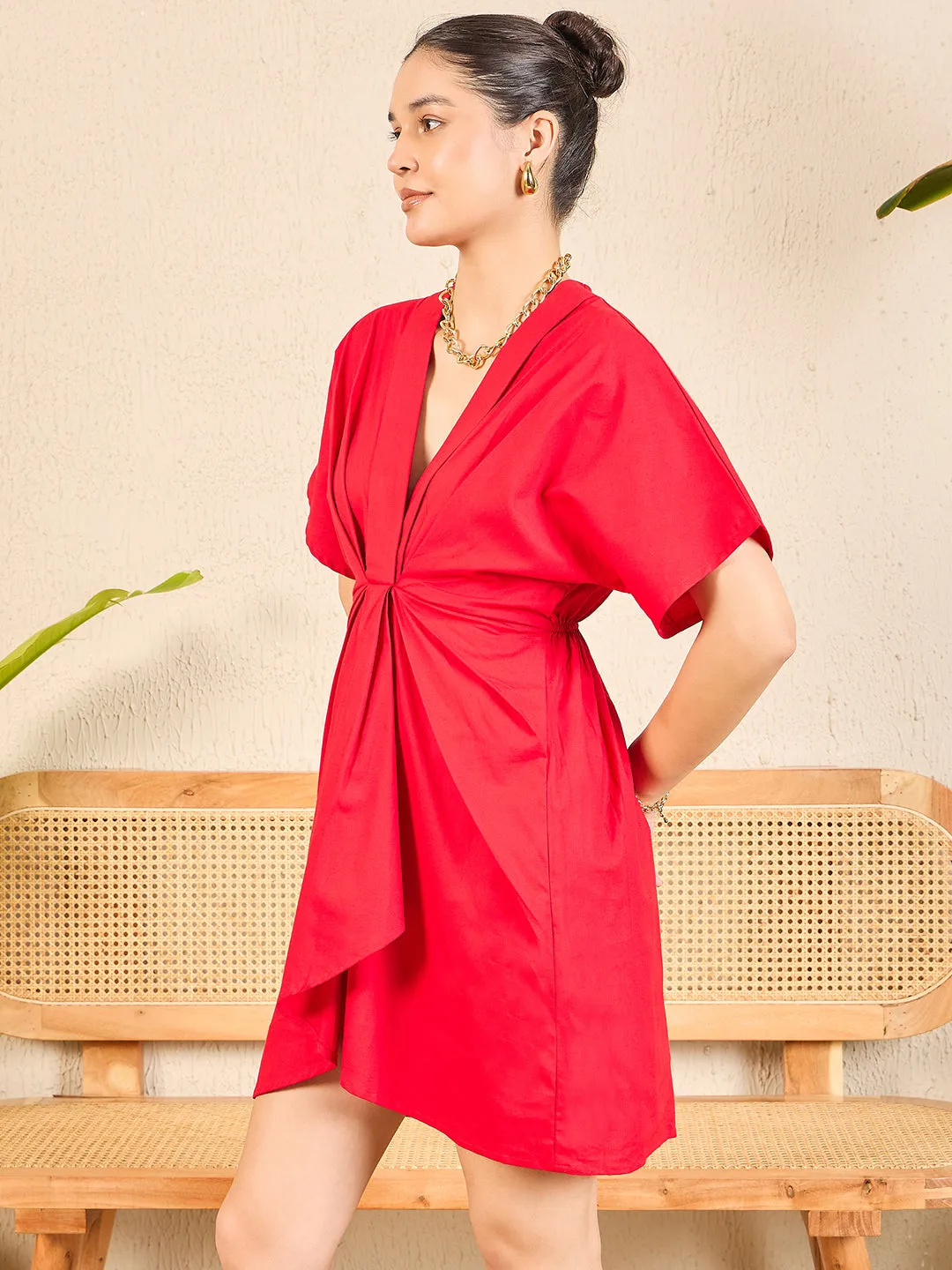 Cotton Poplin Kimono Sleeve Dress