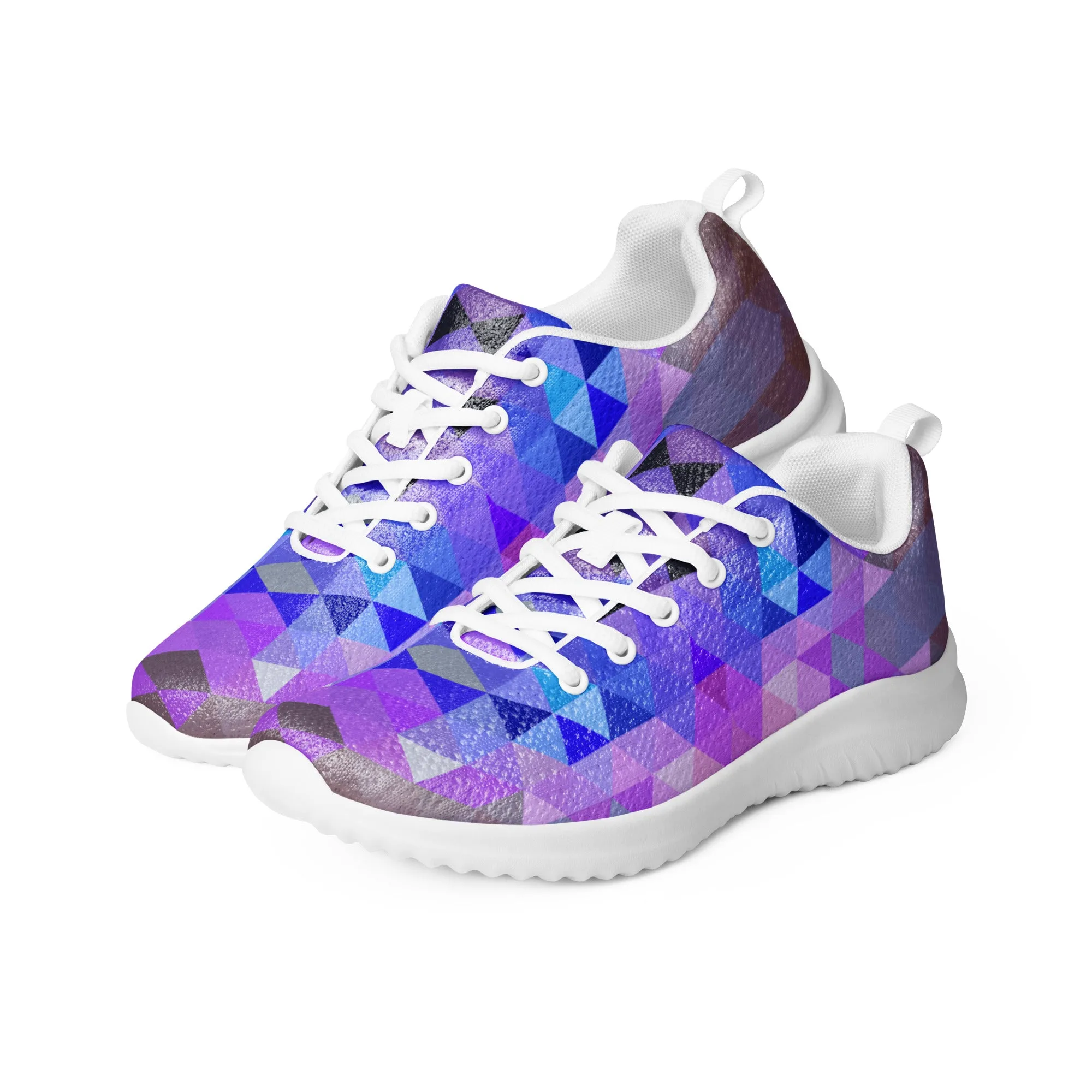 DASH Geo Purple Men’s Athletic Shoes Lightweight Breathable Design by IOBI Original Apparel