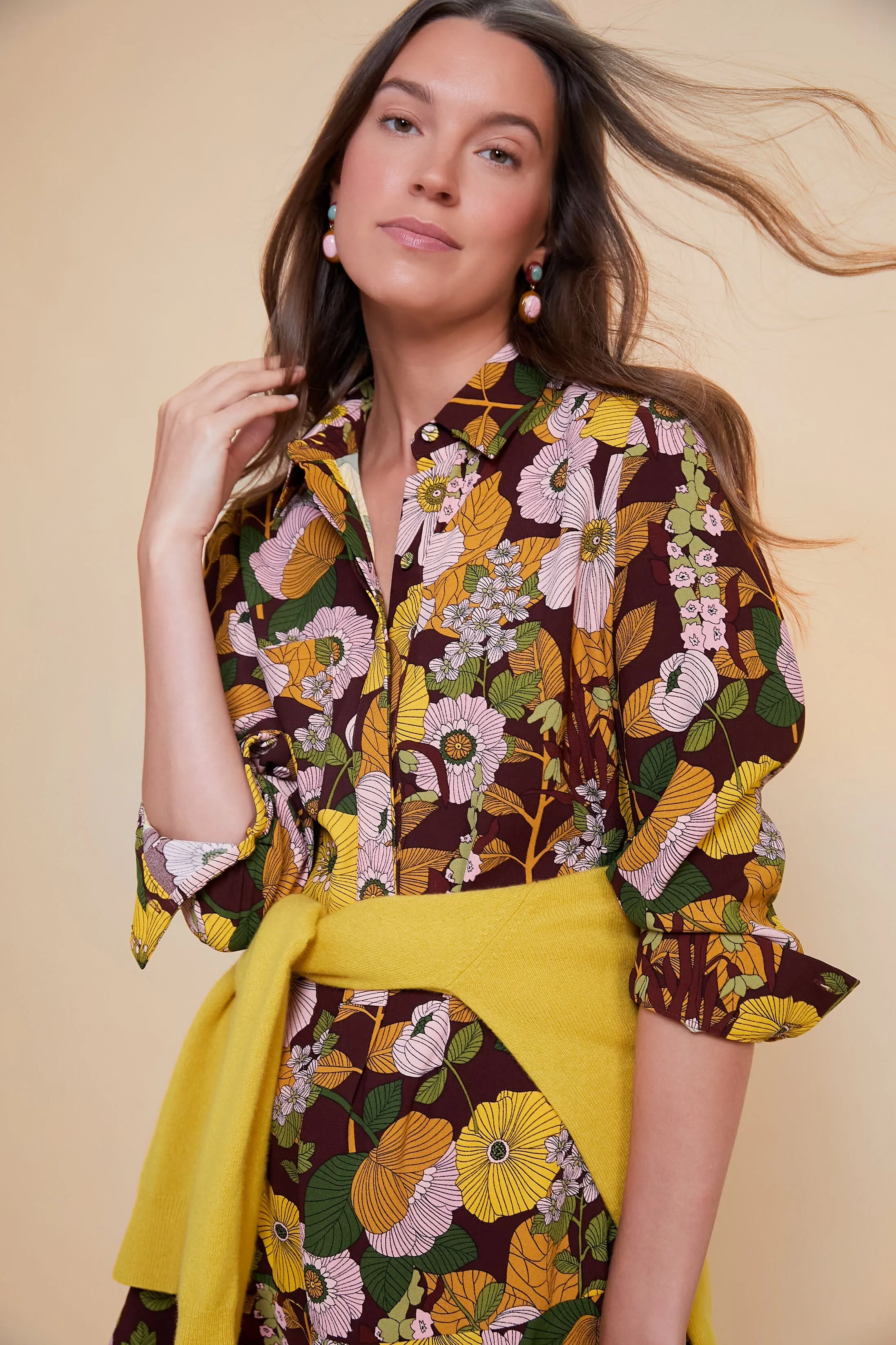 Fall Florals Crepe Callahan Shirt Dress