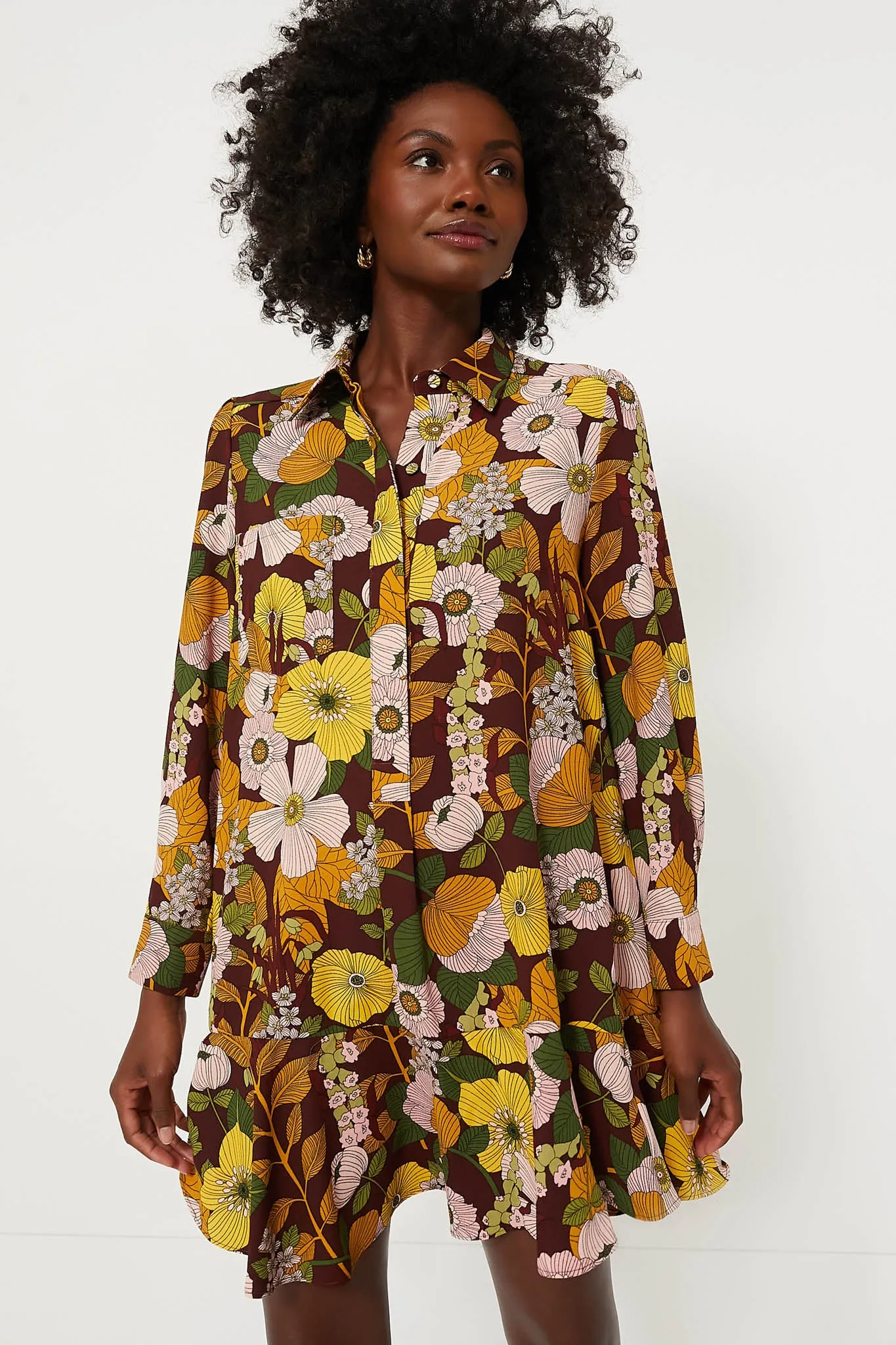 Fall Florals Crepe Callahan Shirt Dress