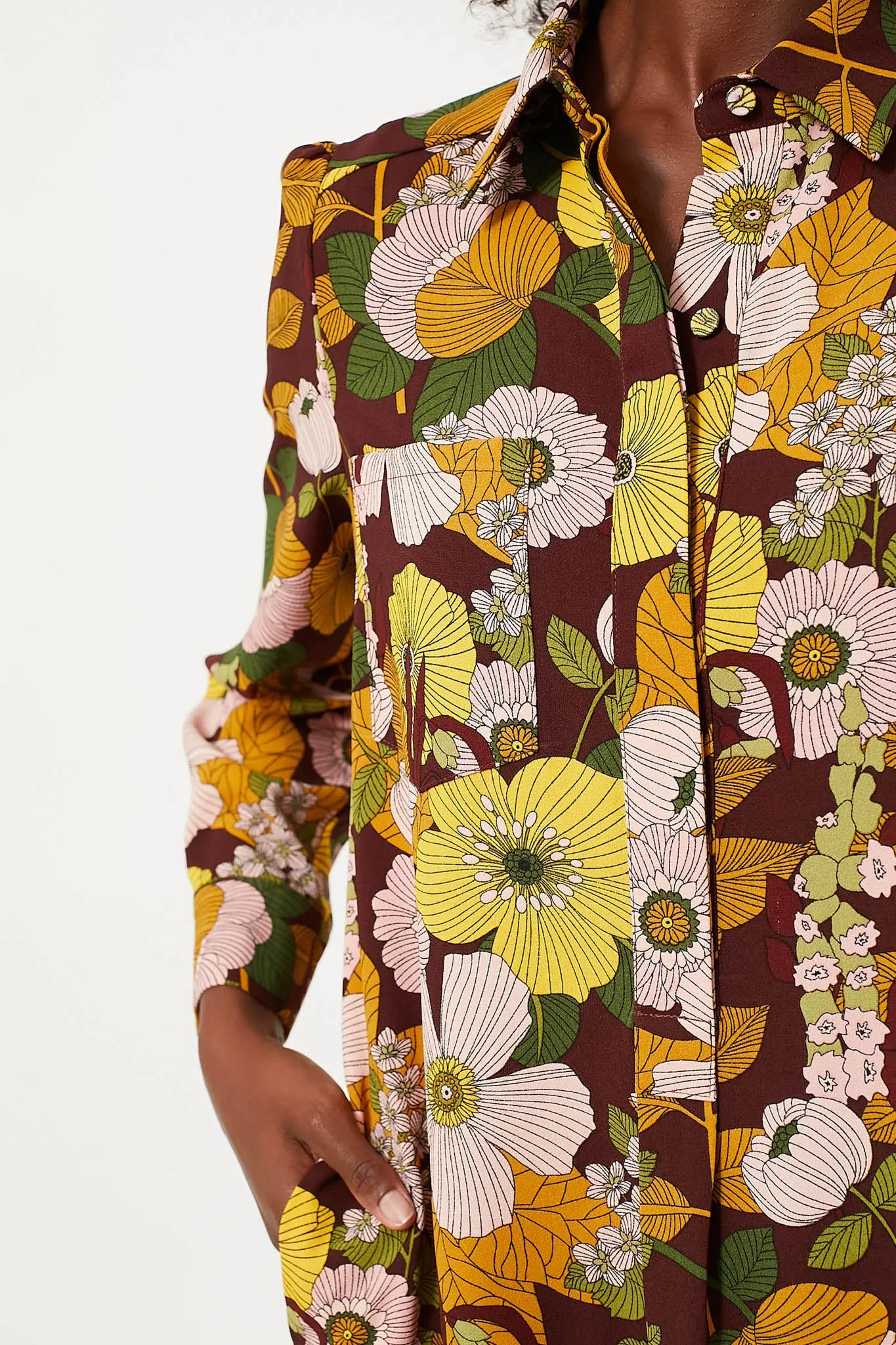 Fall Florals Crepe Callahan Shirt Dress