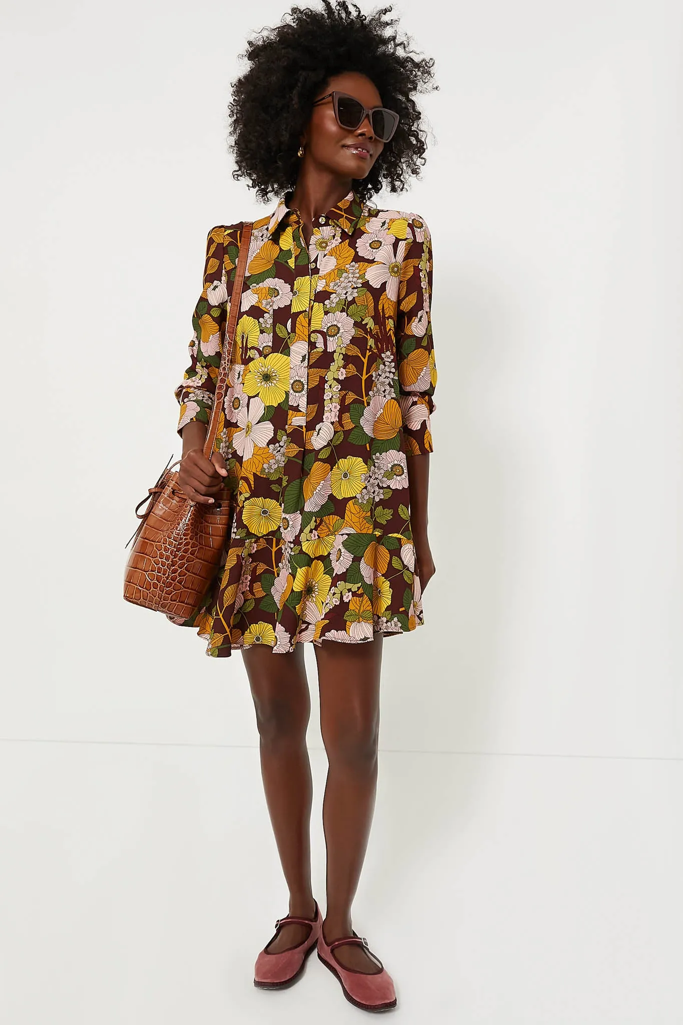 Fall Florals Crepe Callahan Shirt Dress