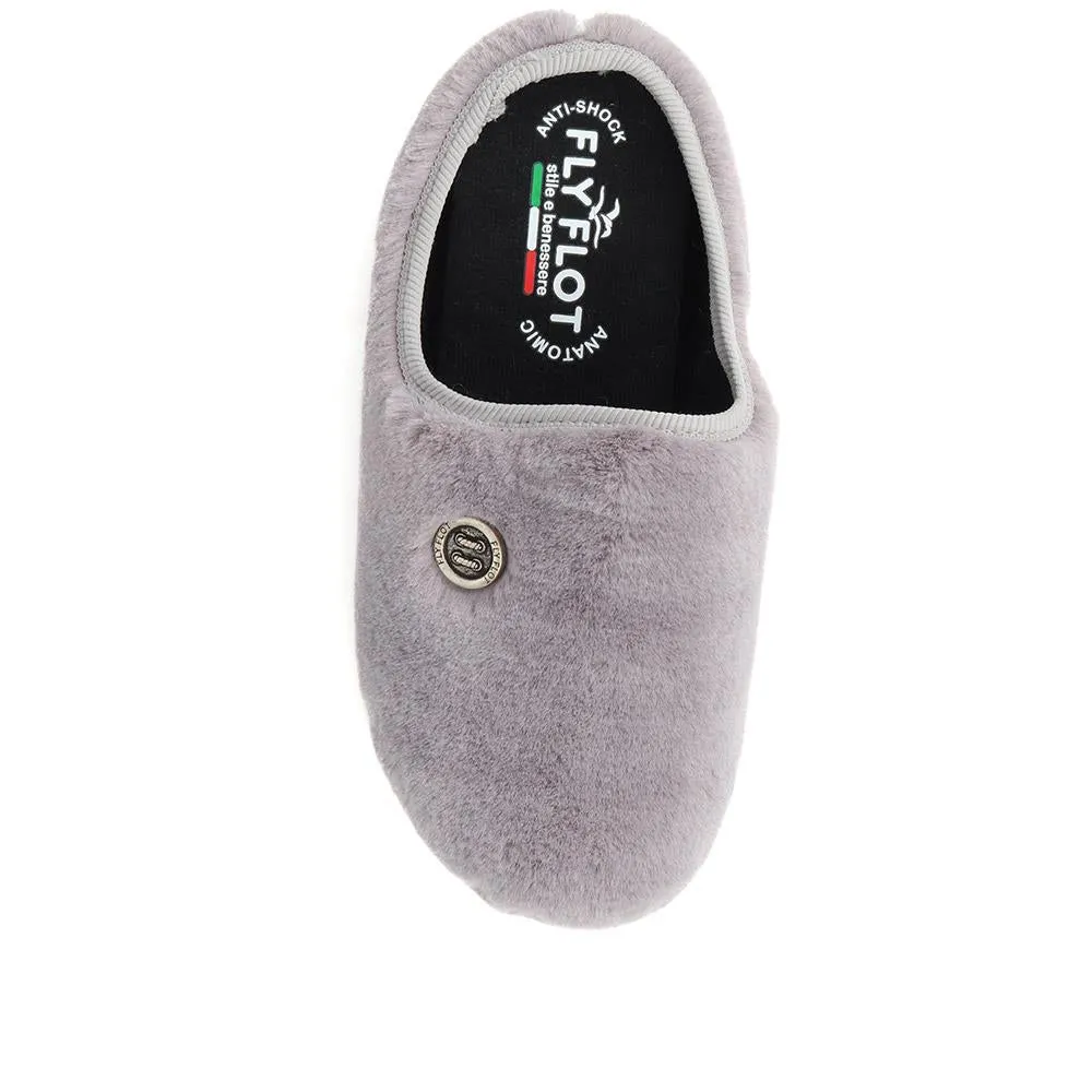 Faux Fur Mule Slippers  - FLY38017 / 324 105