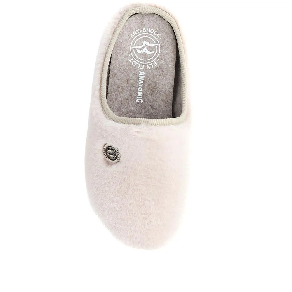 Faux Fur Mule Slippers  - FLY38017 / 324 105