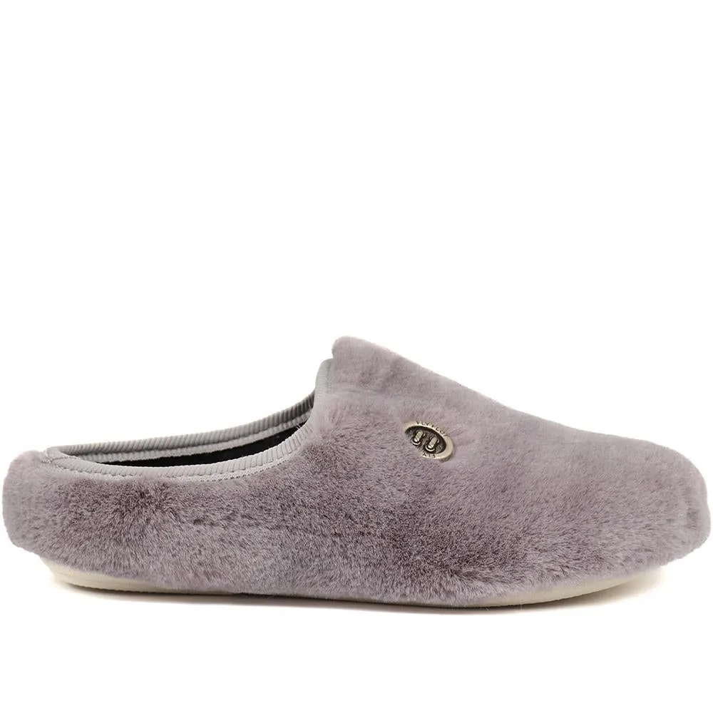 Faux Fur Mule Slippers  - FLY38017 / 324 105