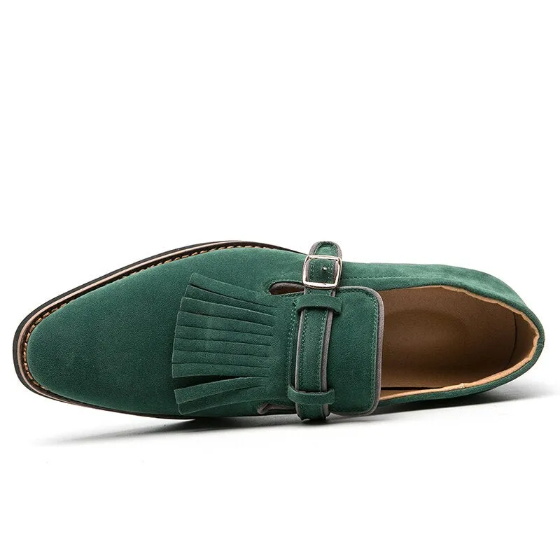 Faux Suede Buckle with Tassels Loafers Shoes