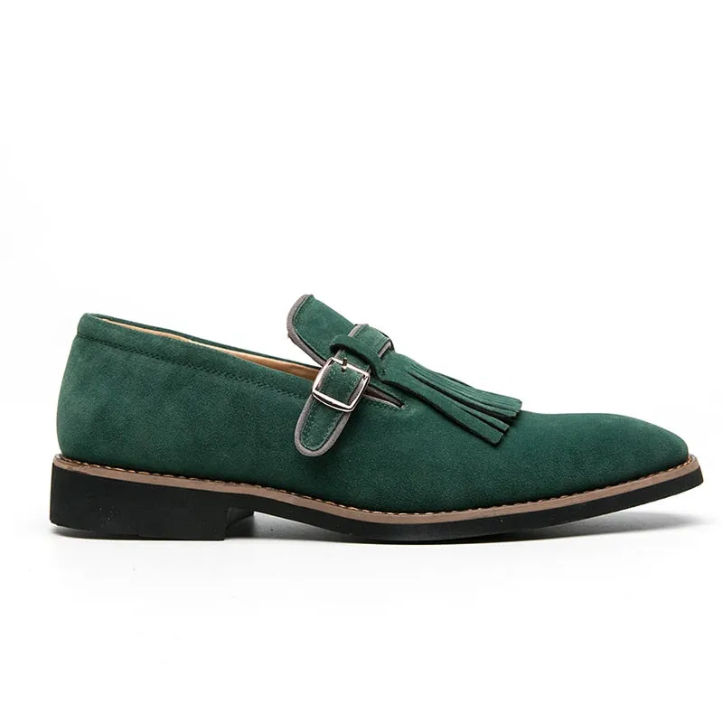 Faux Suede Buckle with Tassels Loafers Shoes