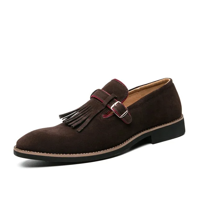 Faux Suede Buckle with Tassels Loafers Shoes