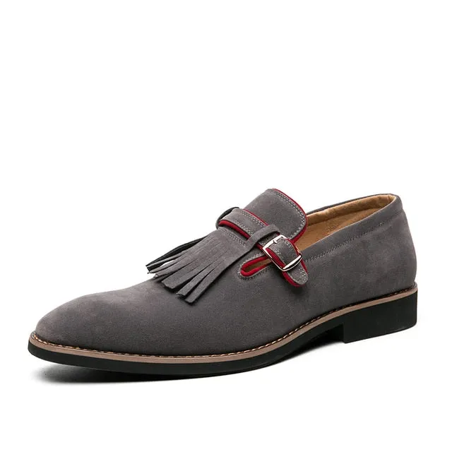 Faux Suede Buckle with Tassels Loafers Shoes