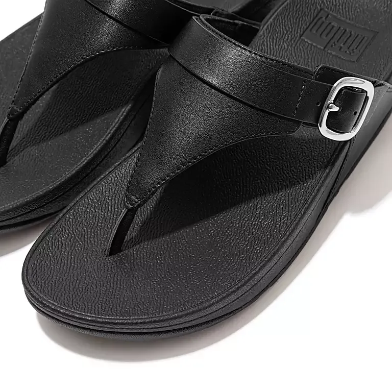 Fitflop Lulu Adjustable Leather Toe Post Sandals Black