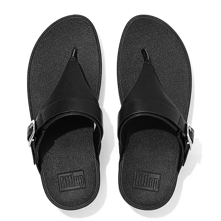 Fitflop Lulu Adjustable Leather Toe Post Sandals Black