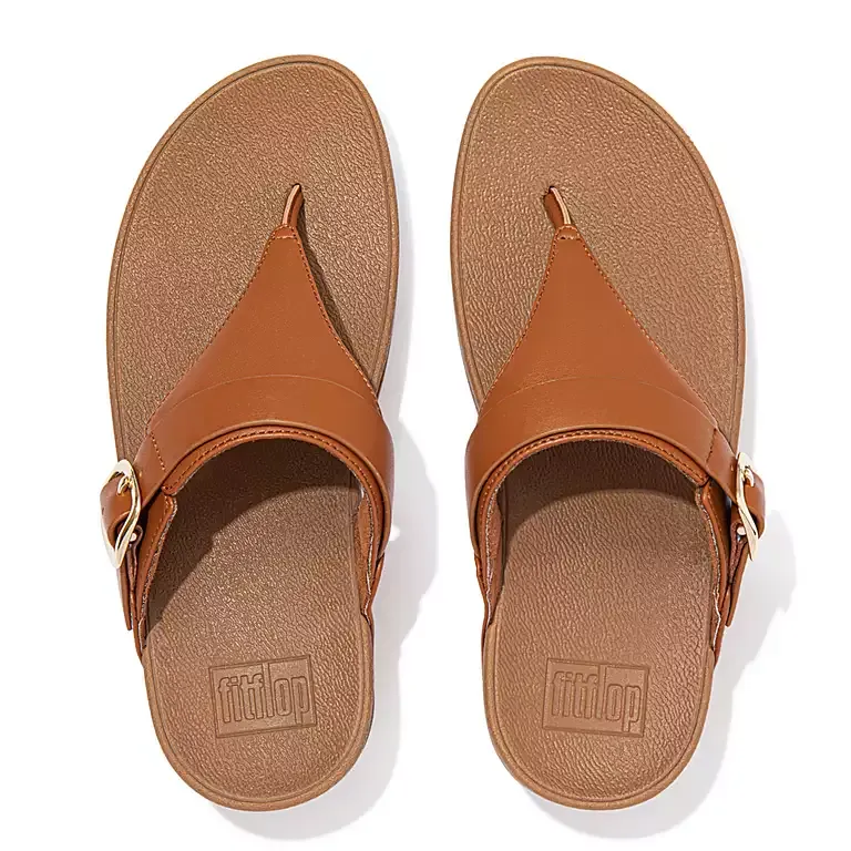 Fitflop Lulu Adjustable Leather Toe Post Sandals Tan