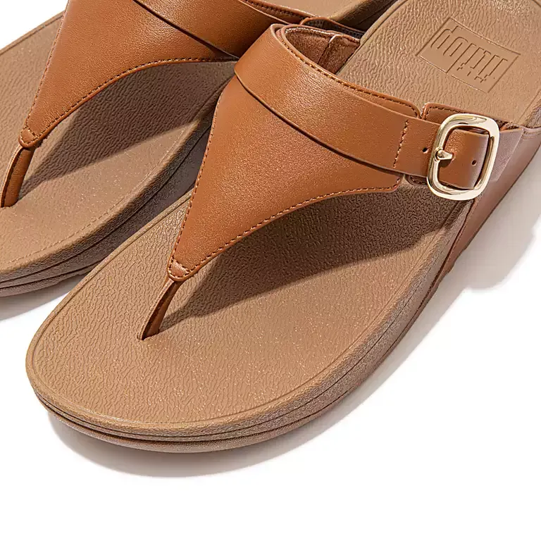 Fitflop Lulu Adjustable Leather Toe Post Sandals Tan