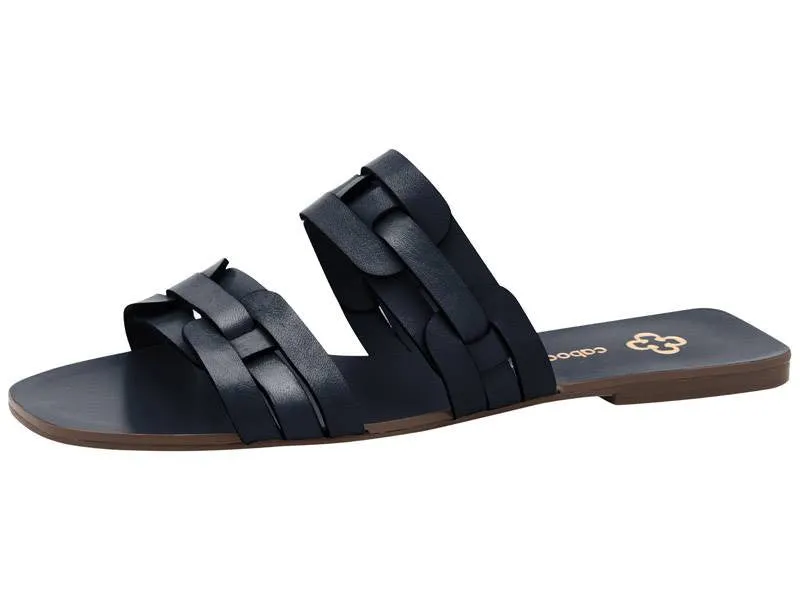 Flat Leather Sandal Dark Blue - Capodarte