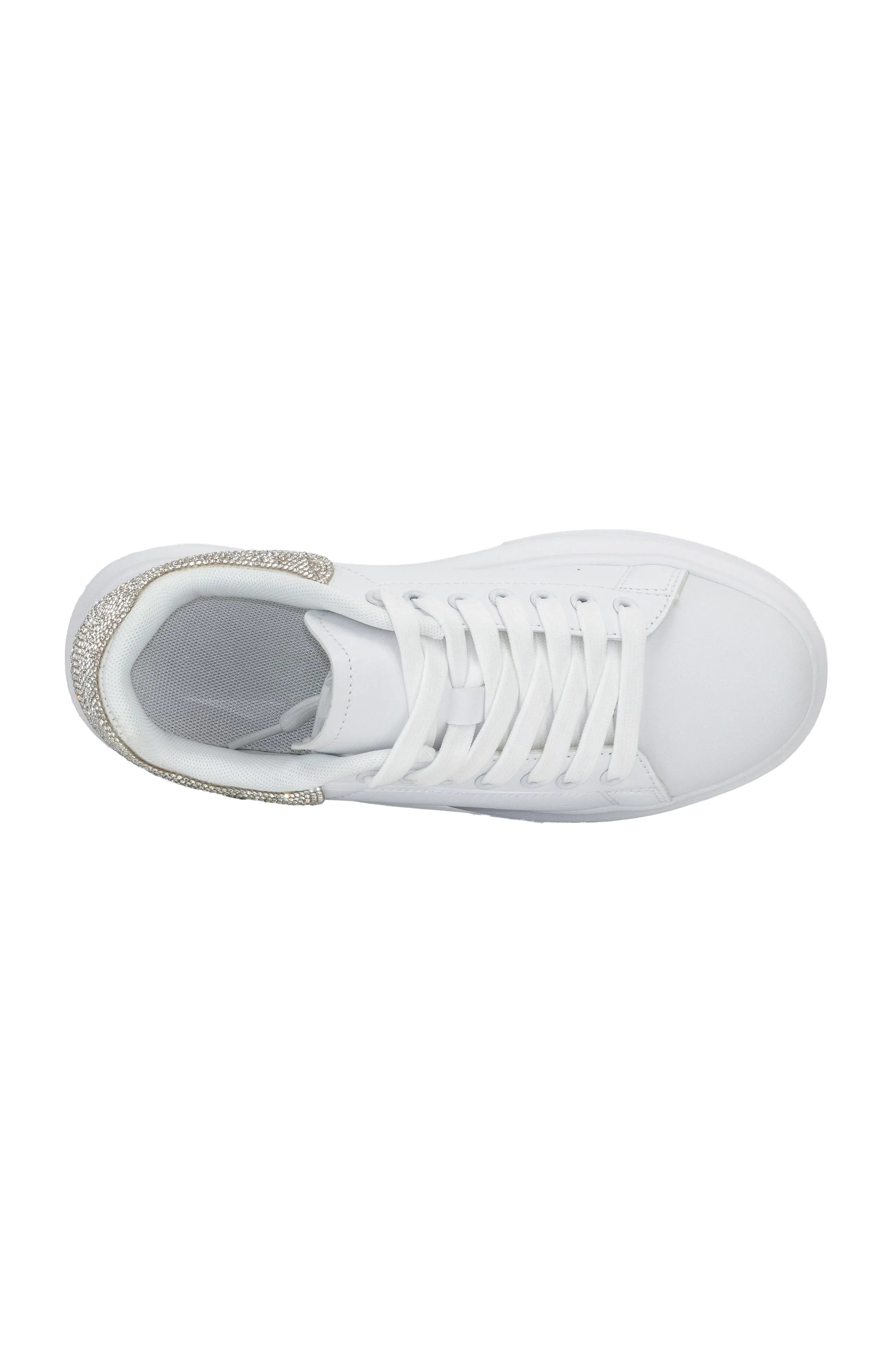 Fortuna - Rhinestones Detail Lace Up Sneakers