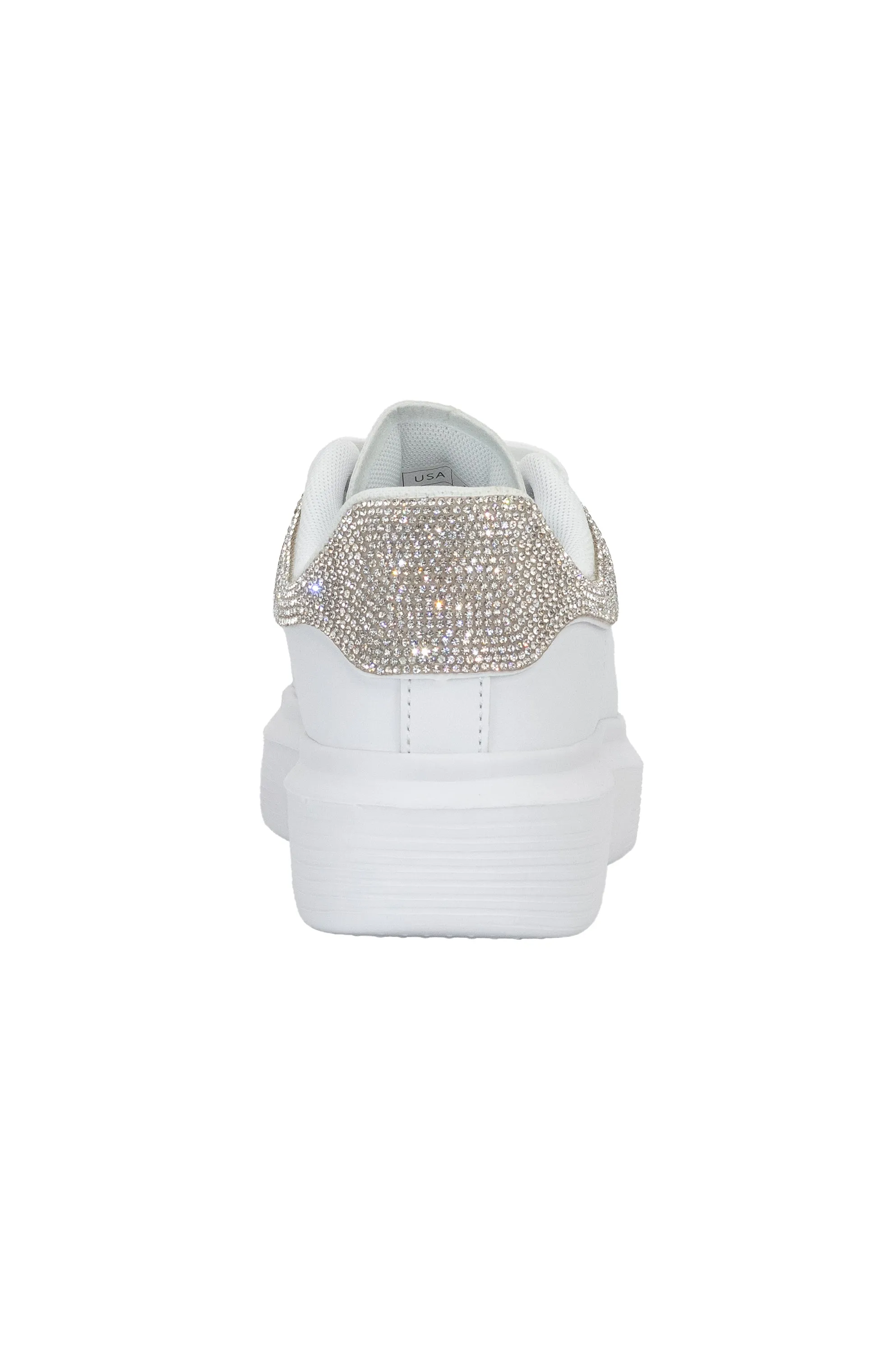 Fortuna - Rhinestones Detail Lace Up Sneakers