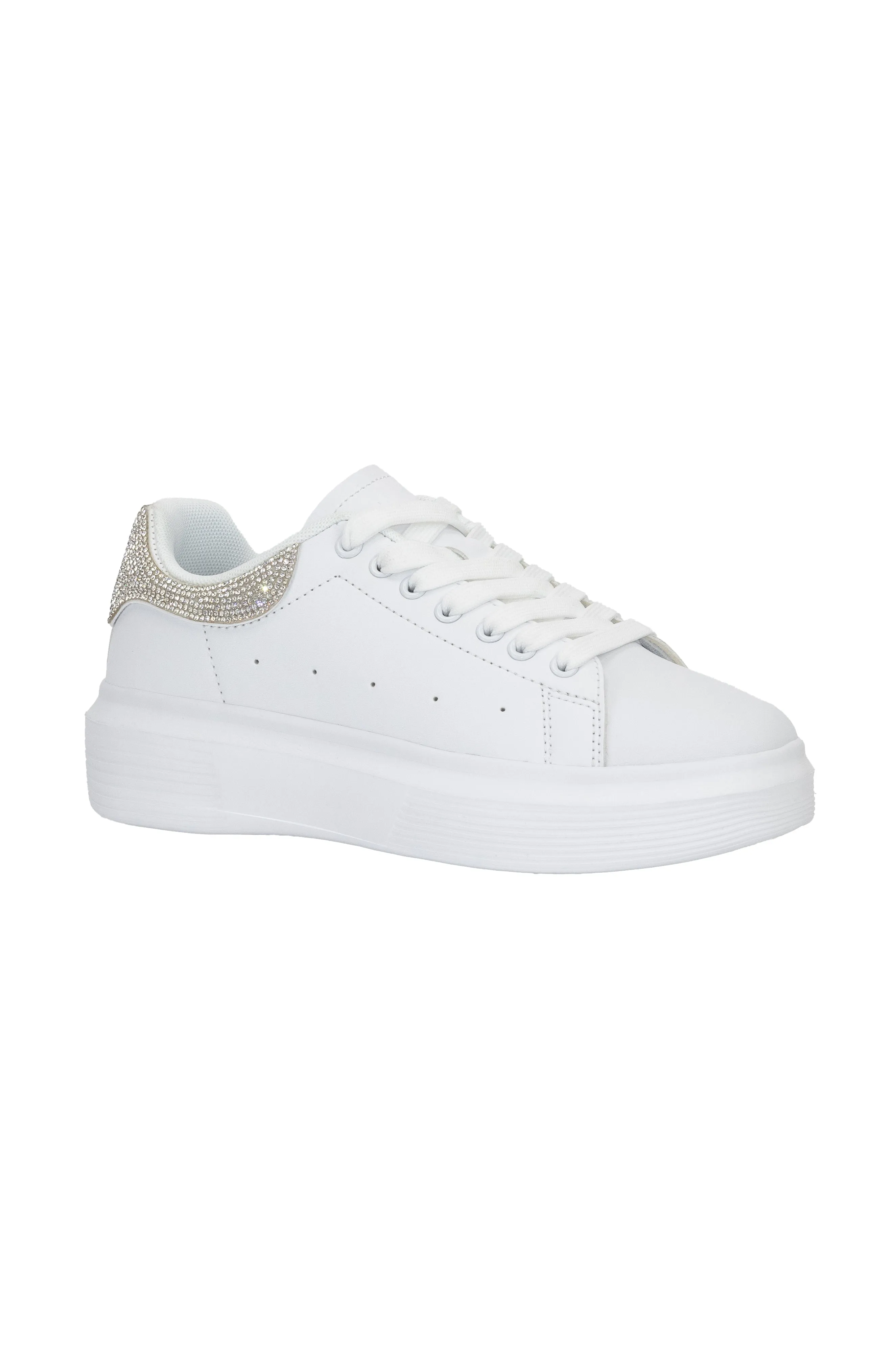 Fortuna - Rhinestones Detail Lace Up Sneakers