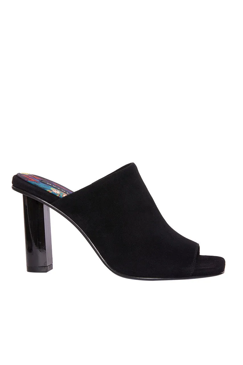 Gamine Suede Column Heel Mule