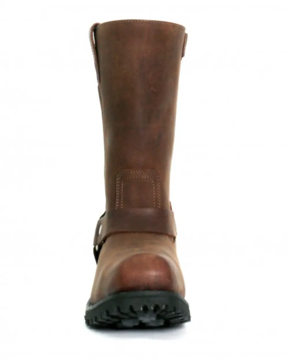 Genuine BROWN Leather  11" Tall Square Toe Engineer Boot w Zip BTM1001 BROWN