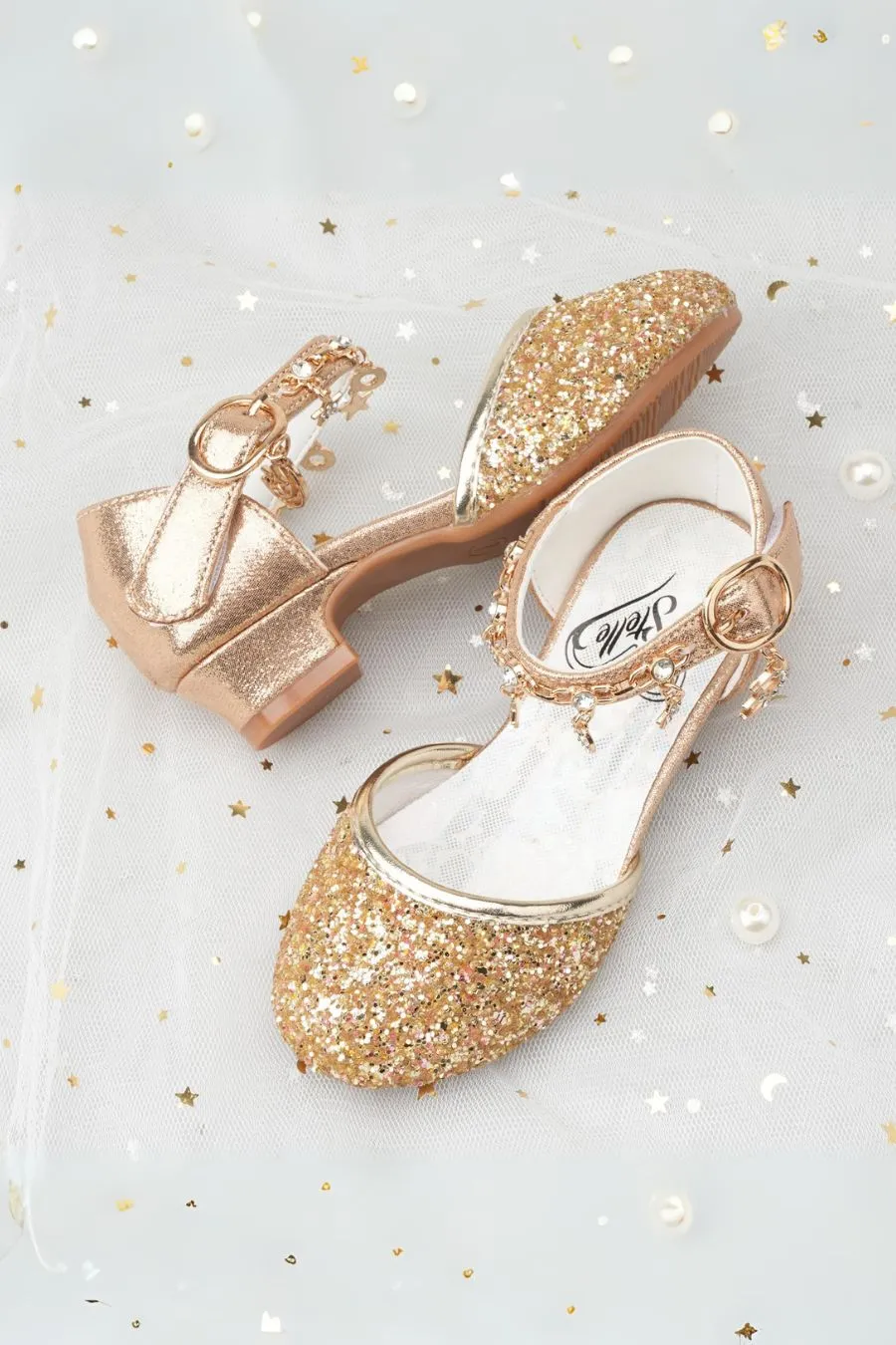 Girls Sparkly Princess Sequin Sandals