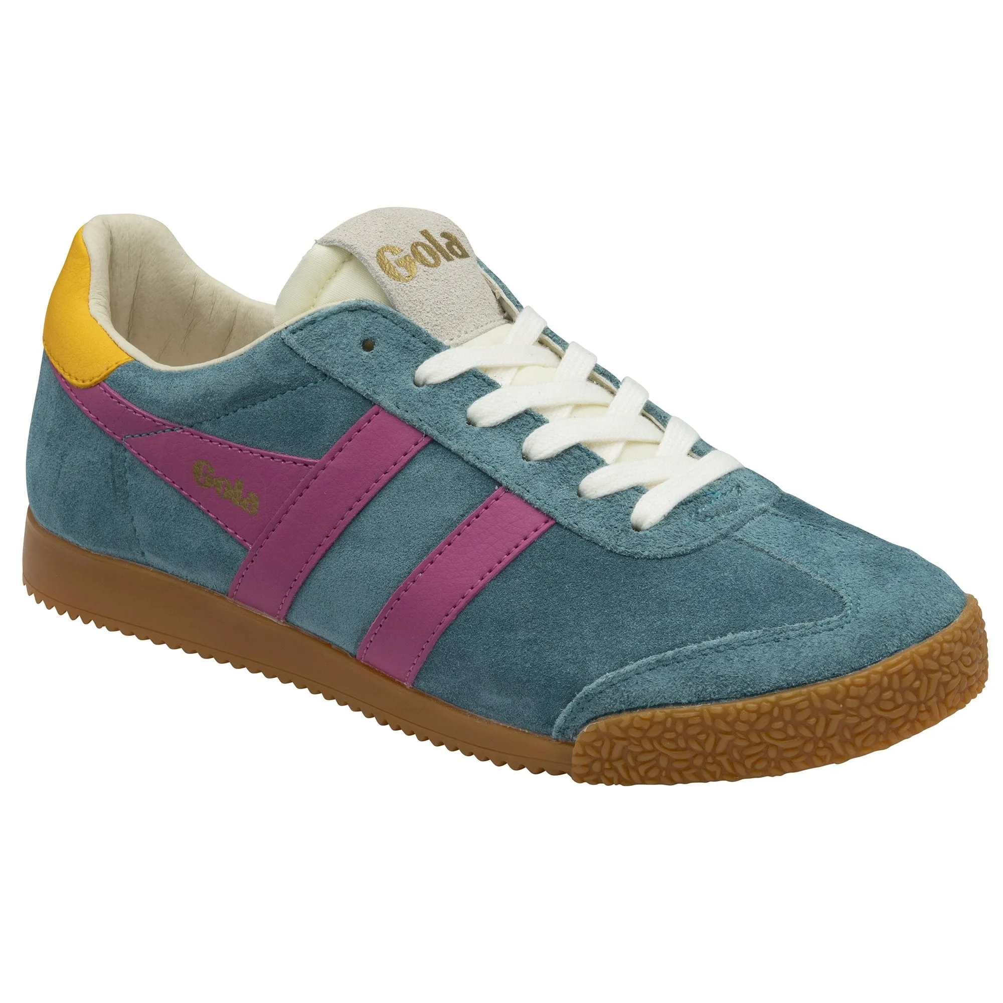 Gola Elan Ladies Peacock/Fuchsia/Sun Suede Lace Up Trainers