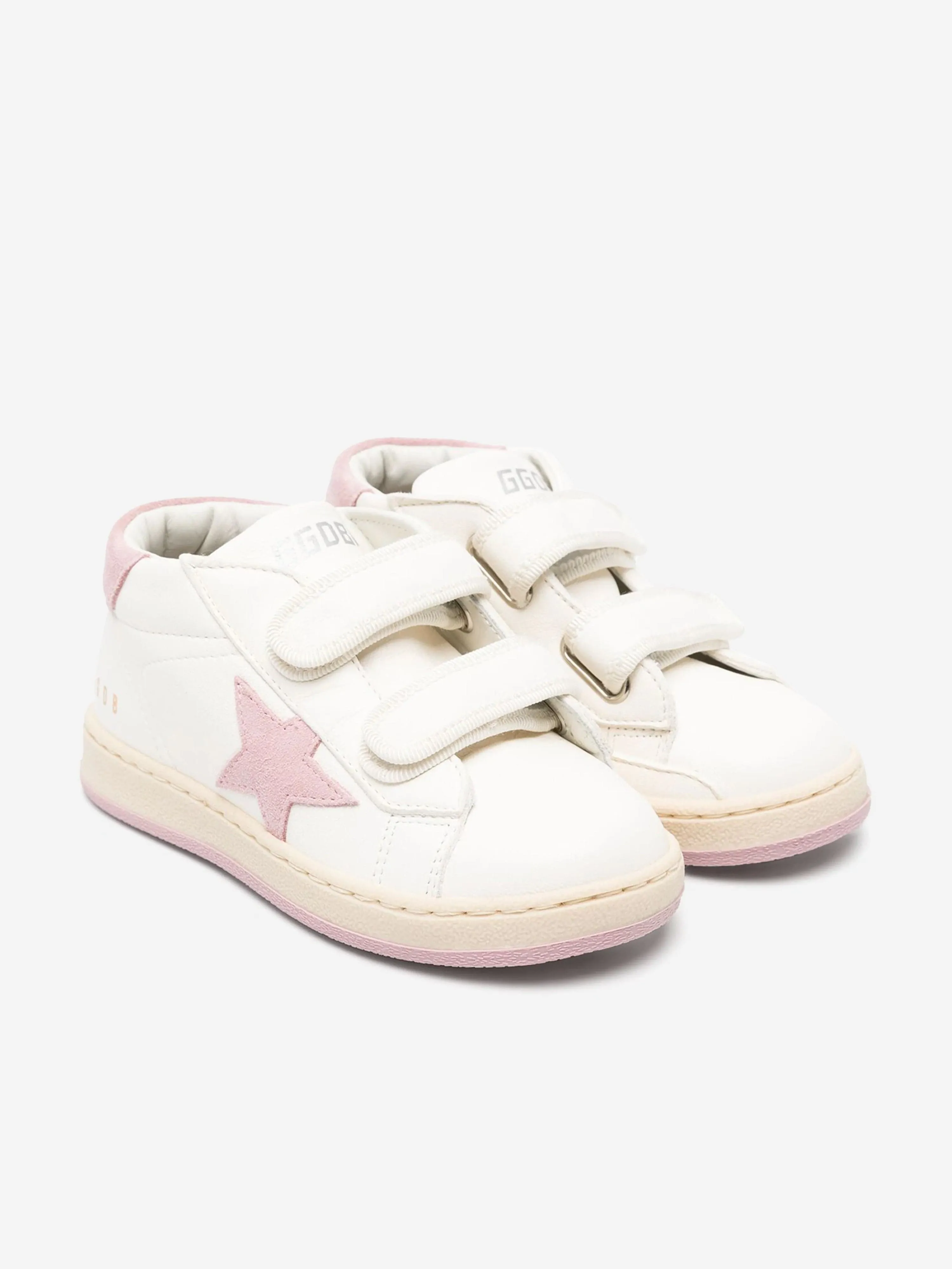 Golden Goose Girls Leather and Suede Star June Trainers in White