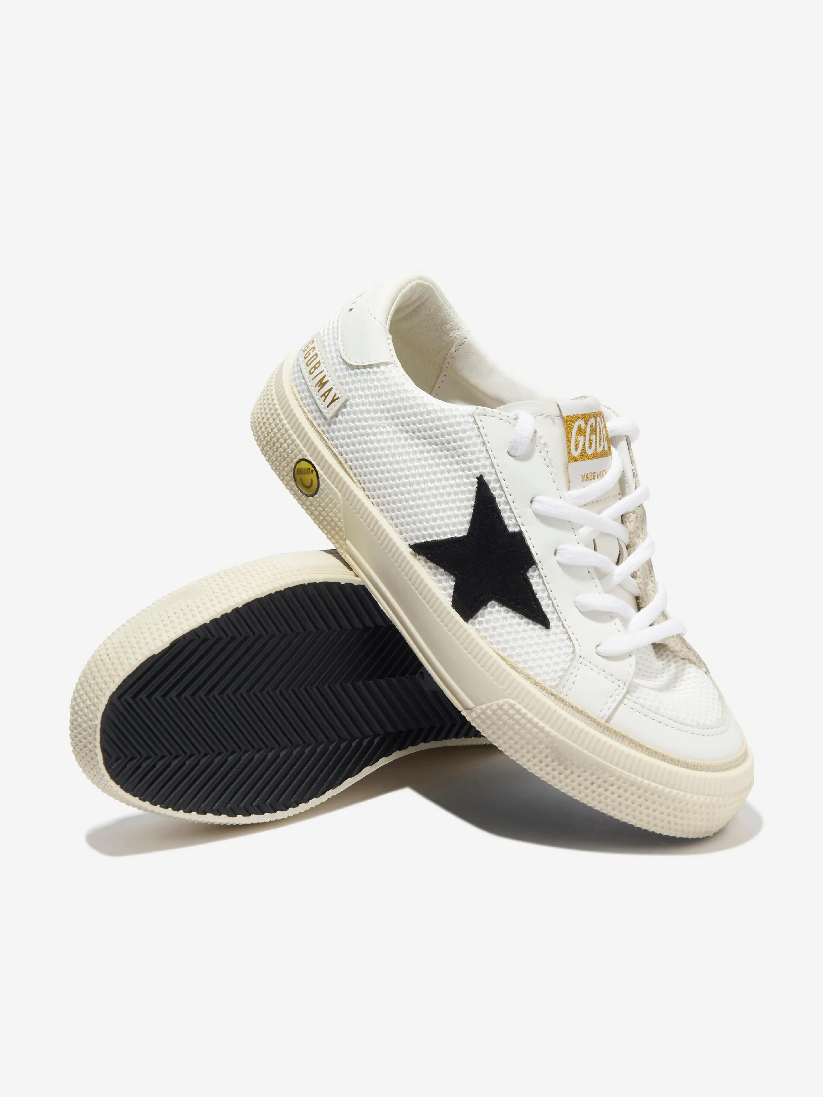 Golden Goose Kids May Net And Leather Star Trainers in White