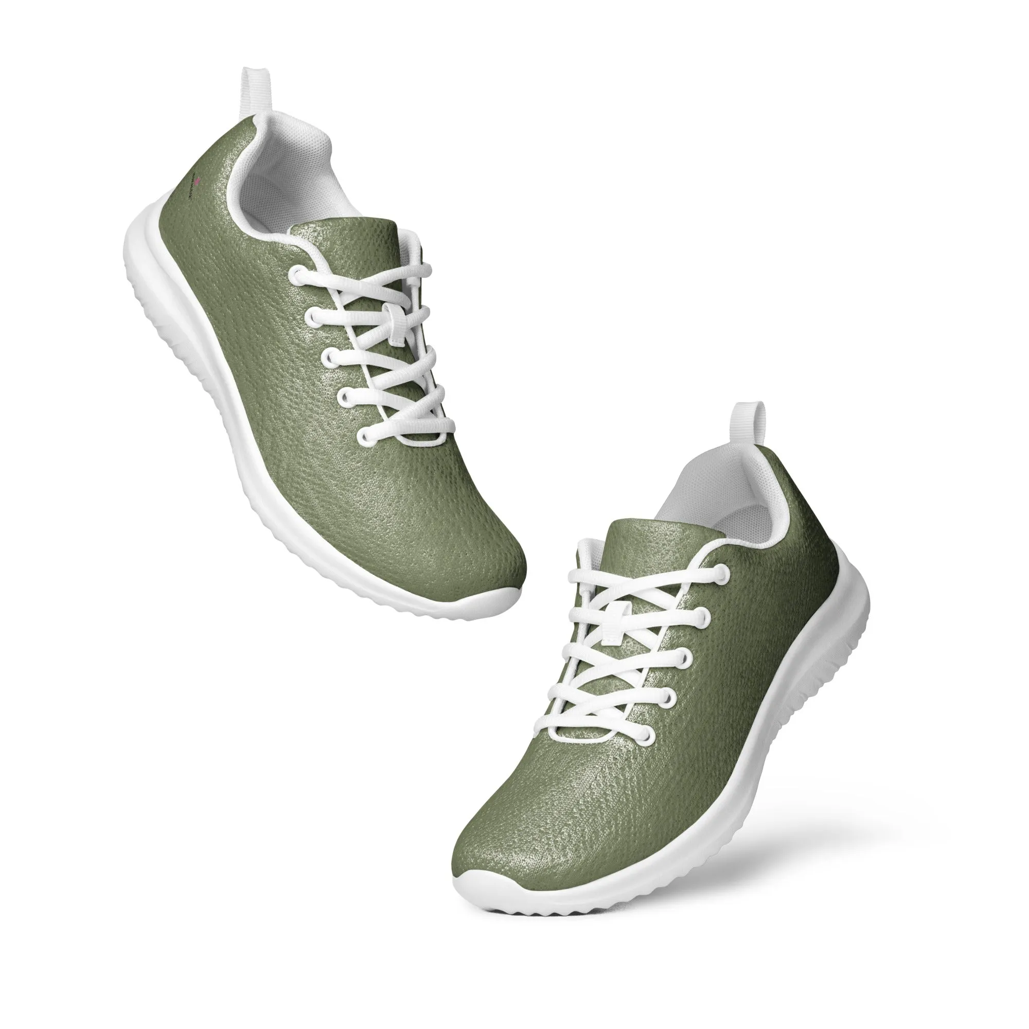 Green Solid Color Men's Kicks, Designer Men’s Athletic Shoes, Solid Green Color Modern Breathable Lightweight Men’s Athletic Shoes (US Size: 5-13)