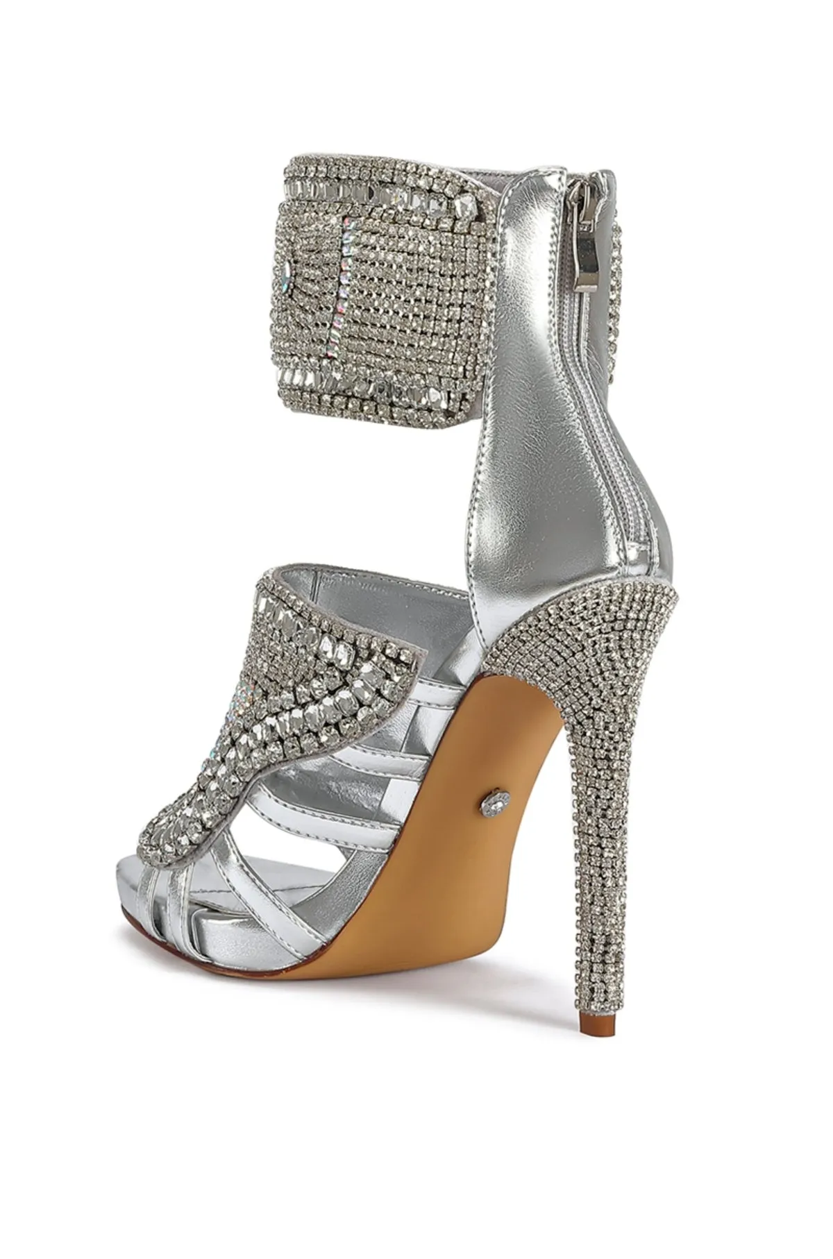 GRIZZLED-SILVER STILETTO SANDAL