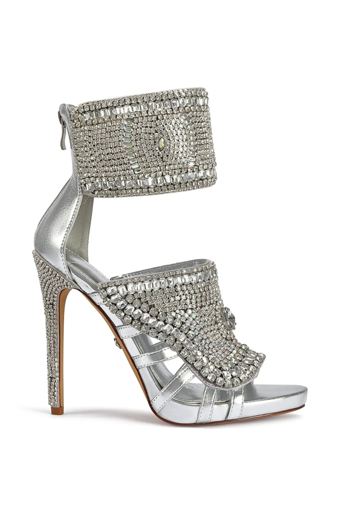 GRIZZLED-SILVER STILETTO SANDAL