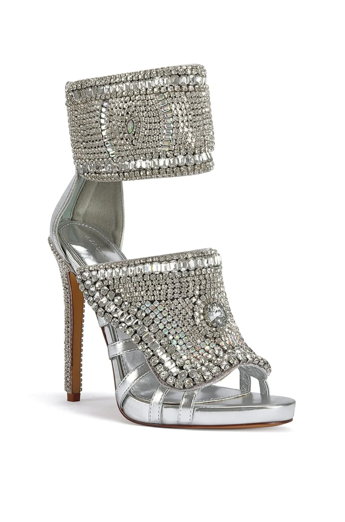 GRIZZLED-SILVER STILETTO SANDAL