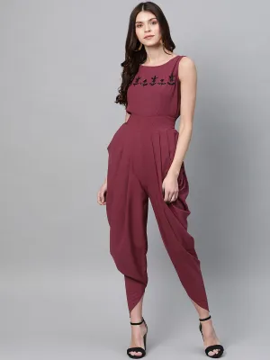 Intricate Hand Embroidered Cowl Jumpsuit