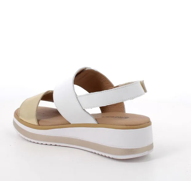 Ladies IGI & Co Sandals White/Gold Double Strap 5685422 sale