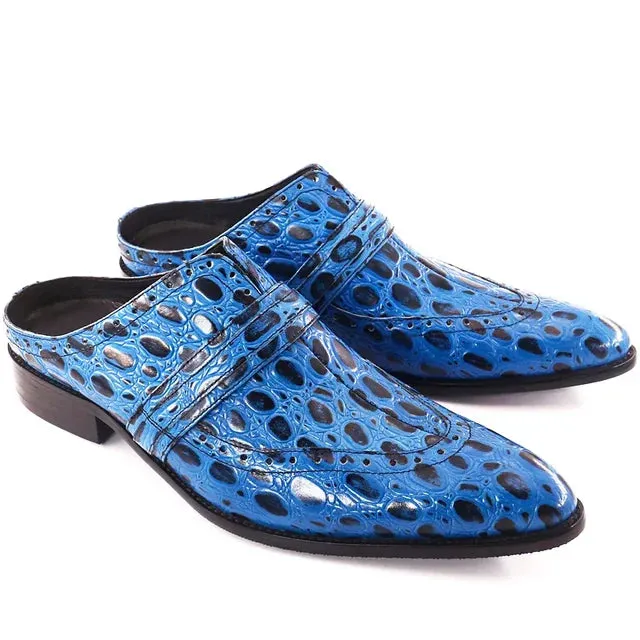 Luxury Blue Animal Print Mules Shoes