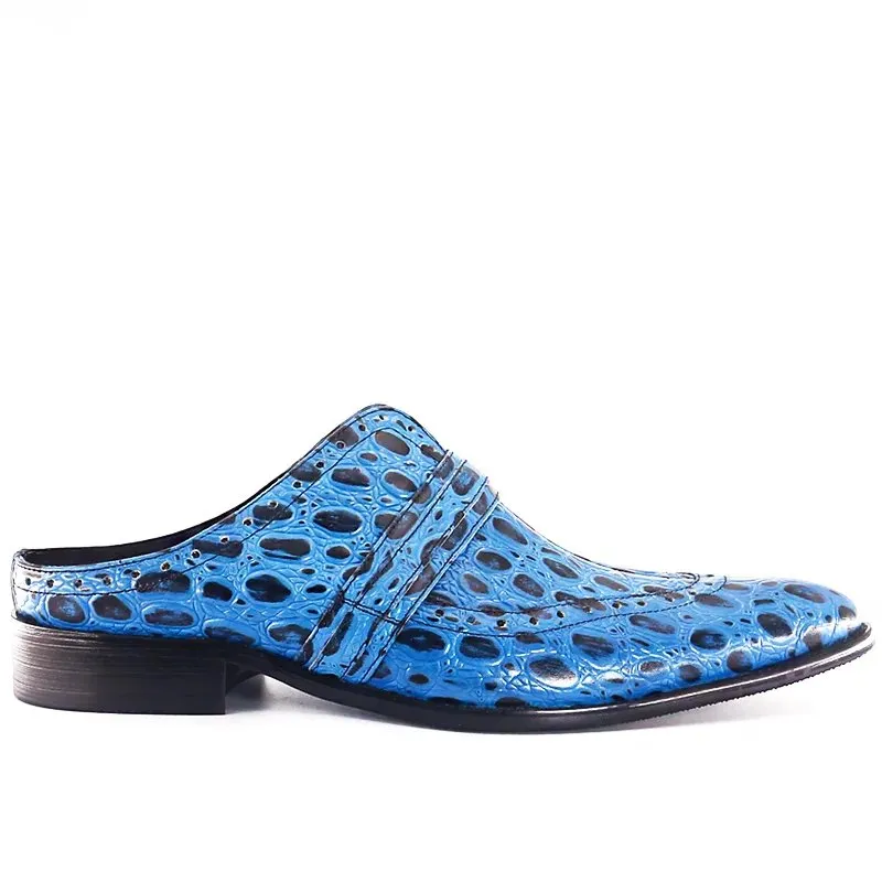 Luxury Blue Animal Print Mules Shoes