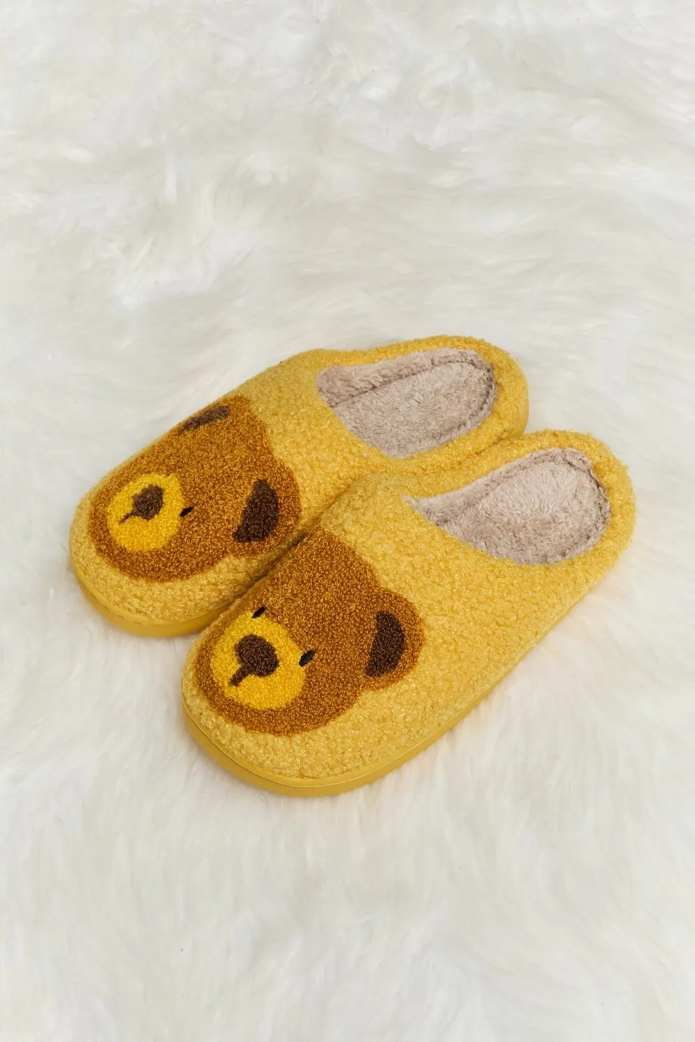 Melody Teddy Bear Print Plush Slide Slippers