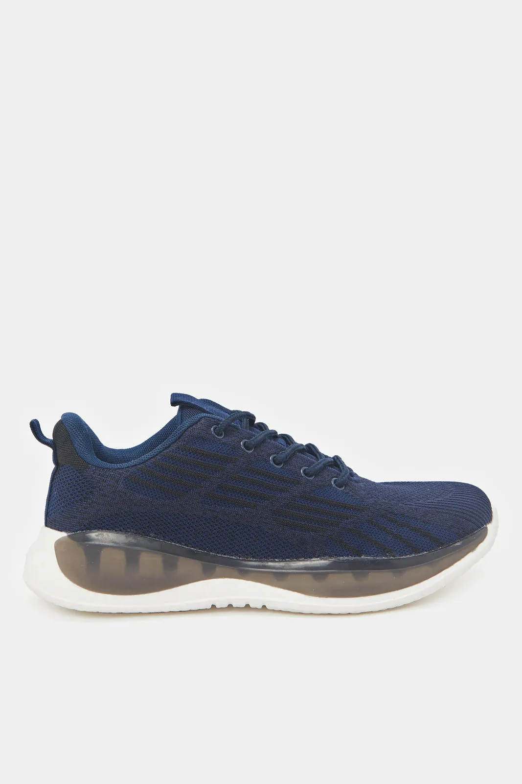 Men Navy Knit Trainers