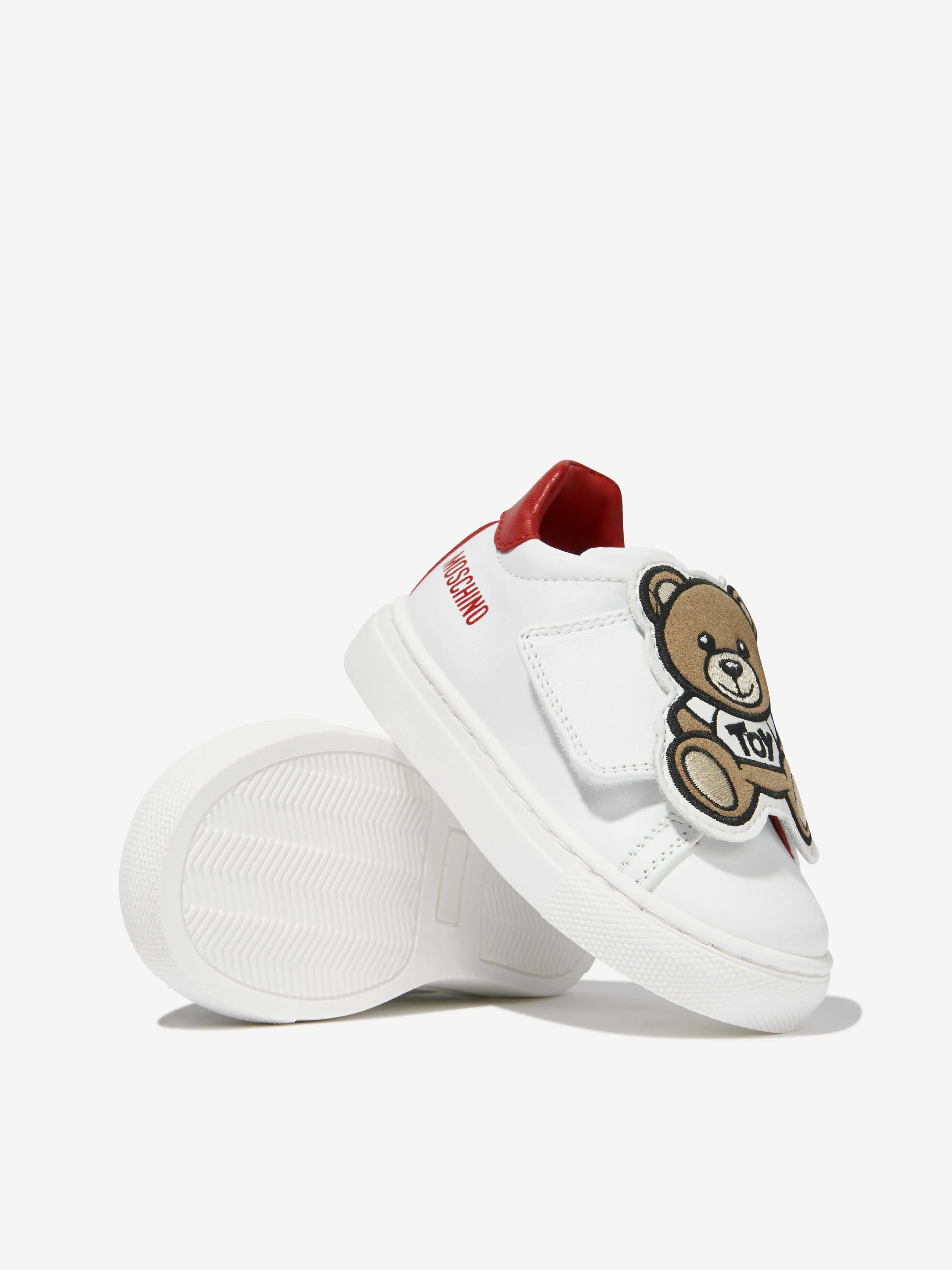 Moschino Kids Leather Teddy Bear Strap Trainers