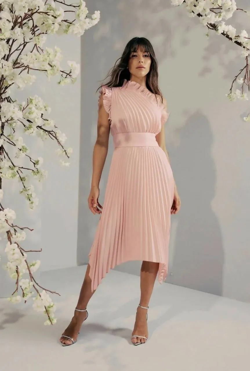 Mossman The Lady Like Midi Dress in Blush