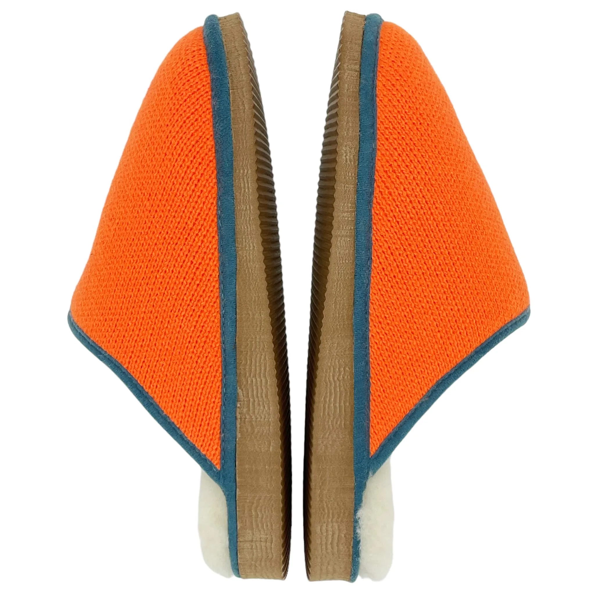 Neon Orange Lambswool & Sheepskin Slippers